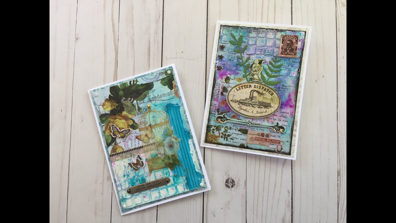 Spring card using Tim Holtz Collage Paper