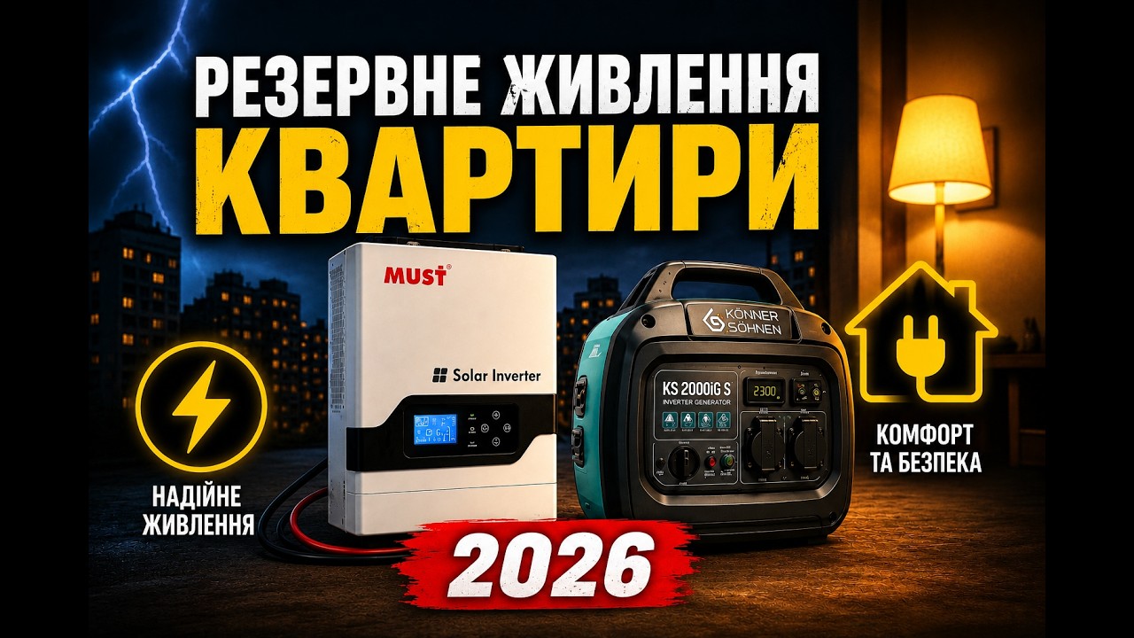 Резервне живлення квартири у 2026 р : інвертор MUST PV1800 + генератор KS 2000iG S