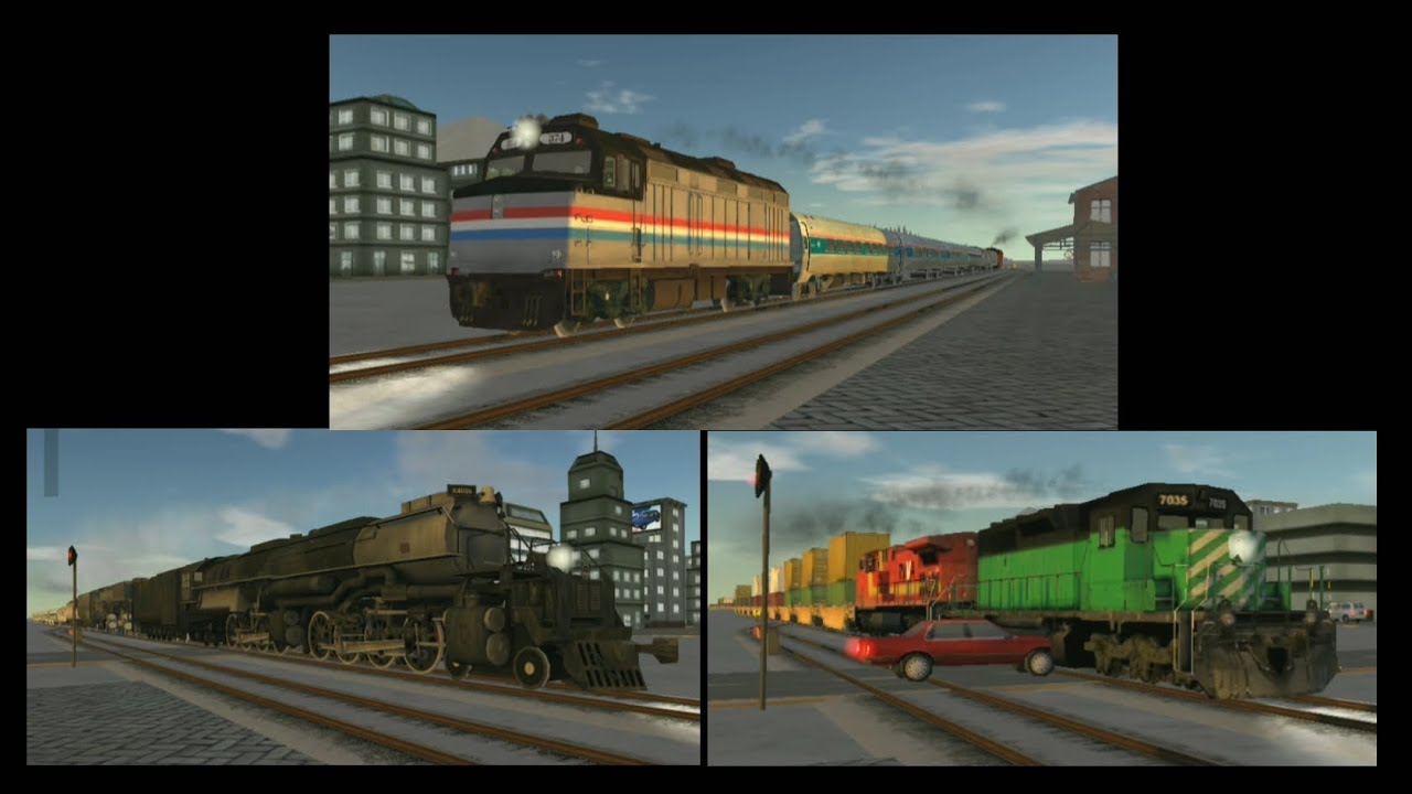 3 trains on train and rail yard simulator part 2