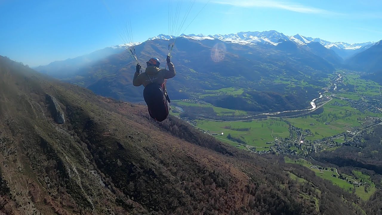 décollage parapente ultralite5 21 Ozone du Pibeste Pyrénées 01 03 2026