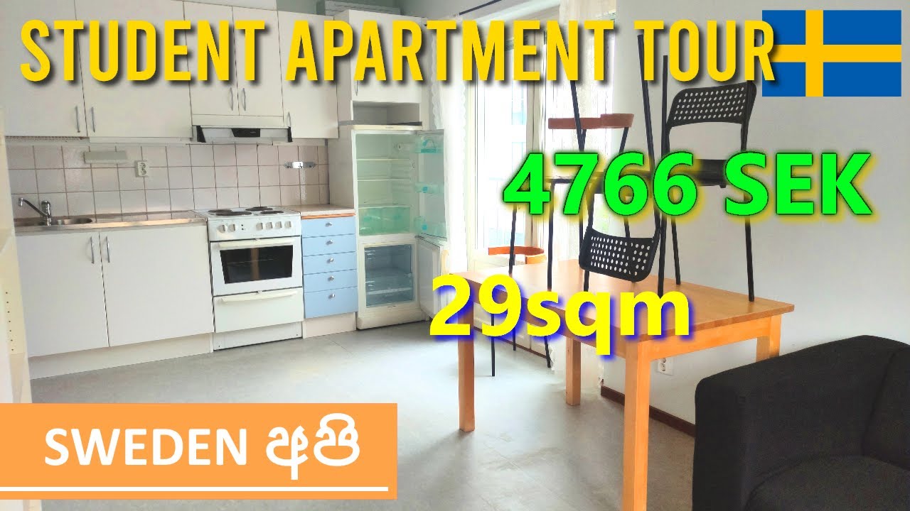 Sweden Api - Student apartment tour | 29sqm | 4766 SEK | Studies එන්න ඉන්නවනම් හැම වචනයක්ම අහන්න..
