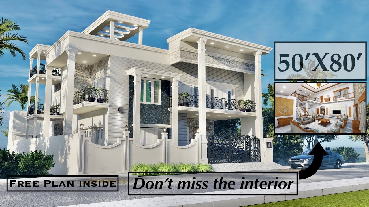 50X80 Duplex House Design | 4000 Sqft House Plan | Luxury House Design with Classic interior