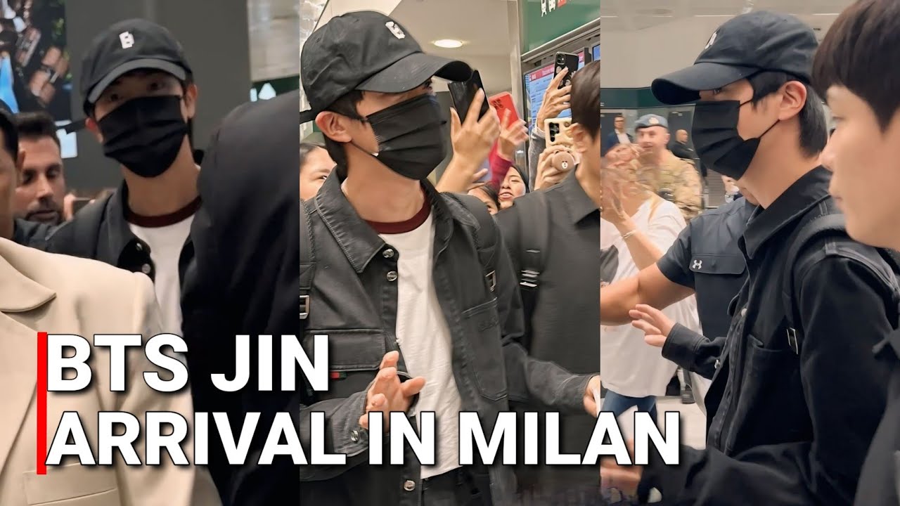 BTS Jin Arrival in Milan Italy For Gucci Fashion Show | Jin 진 in Milan Fashion Week 2024
