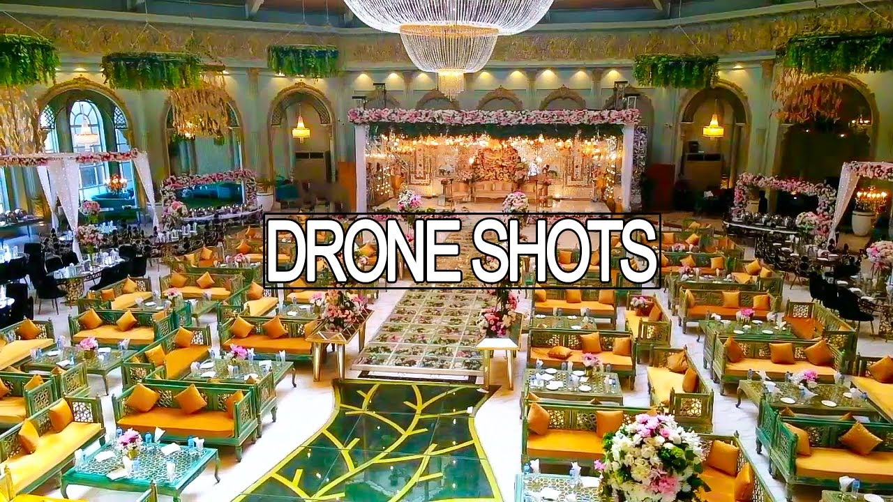 Mughal -E-AZAM GRAND Hall 2 . luxury wedding events aerial view 4k