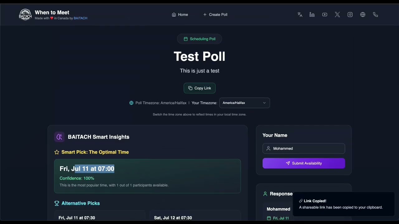 When To Meet Poll Creation by BAITACH