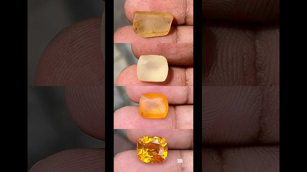 Ceylon orange sapphire 🍊💎 gemstone heated process #aftervsbefore