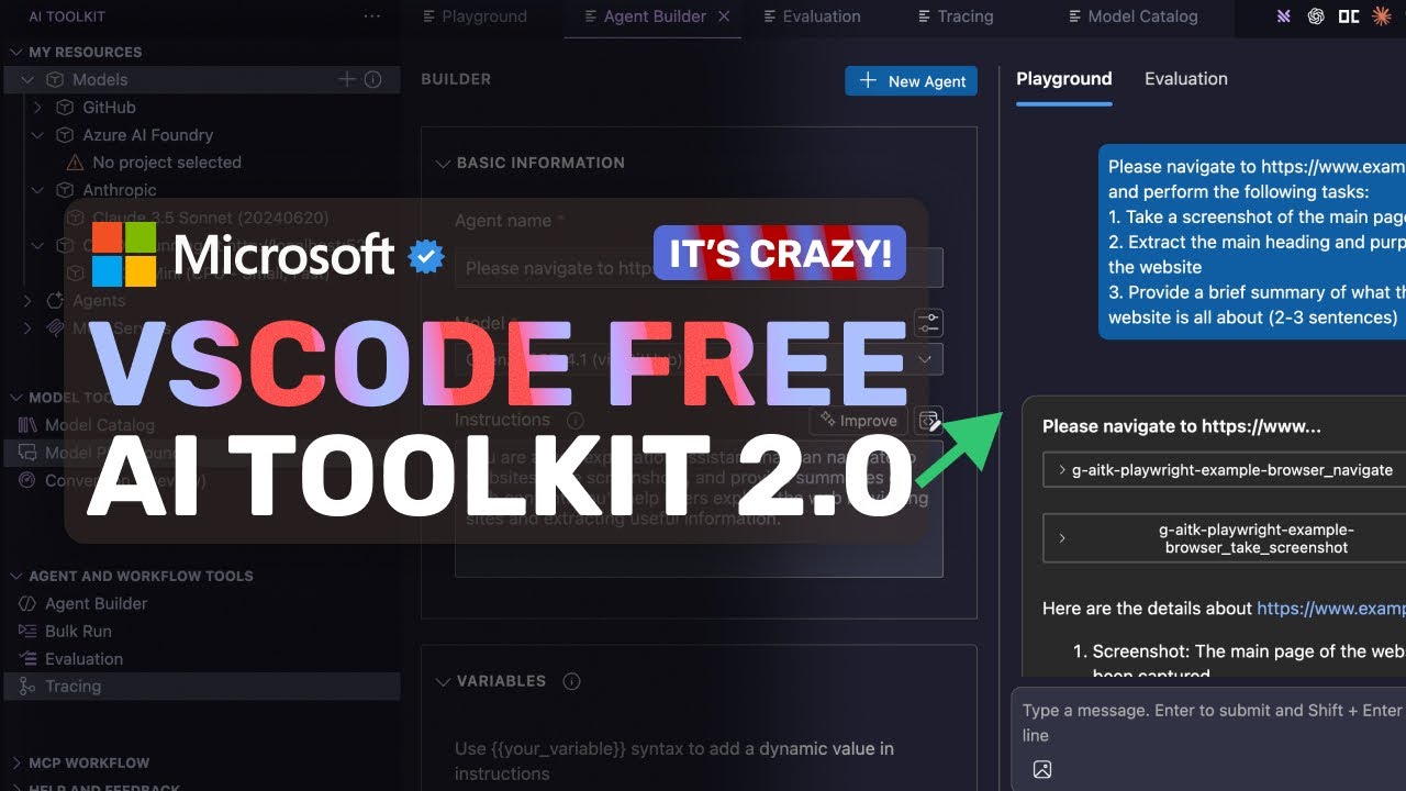 Microsoft's VS Code AI Toolkit 2.0: This Extenstion is AWESOME for AI Coding! (w/ FREE GPT-5!)