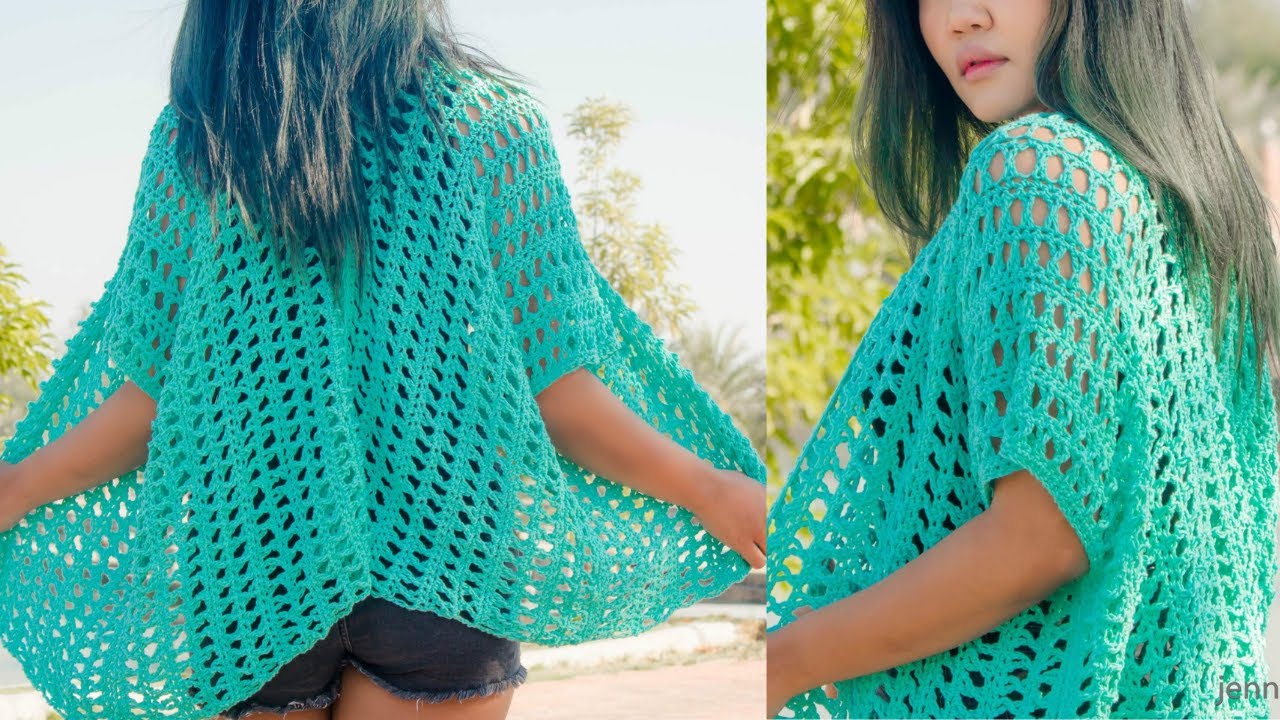 Easy crochet kimono cardigan 2 rectangles| Spring time kimono