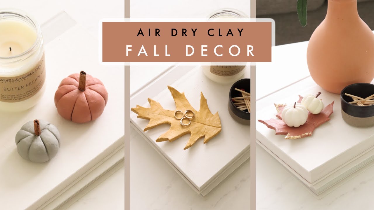 Easy Air Dry Clay Projects for Fall | DIY Clay Pumpkins, Clay Leaf Trinket Dishes