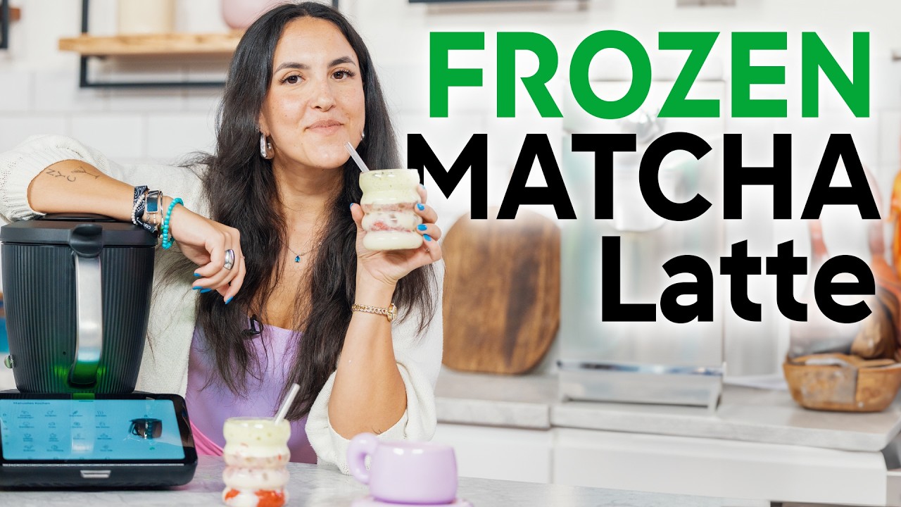 Trendgetränk Matcha Latte – eisgekühlt mit Erdbeerpüree oder warm | Thermomix®️ Kochrezept