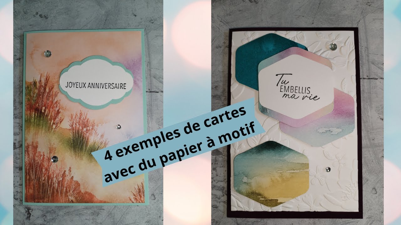 Collection Promenade et Rêverie | 4 exemples de cartes : clean and simple avec le papier à motifs
