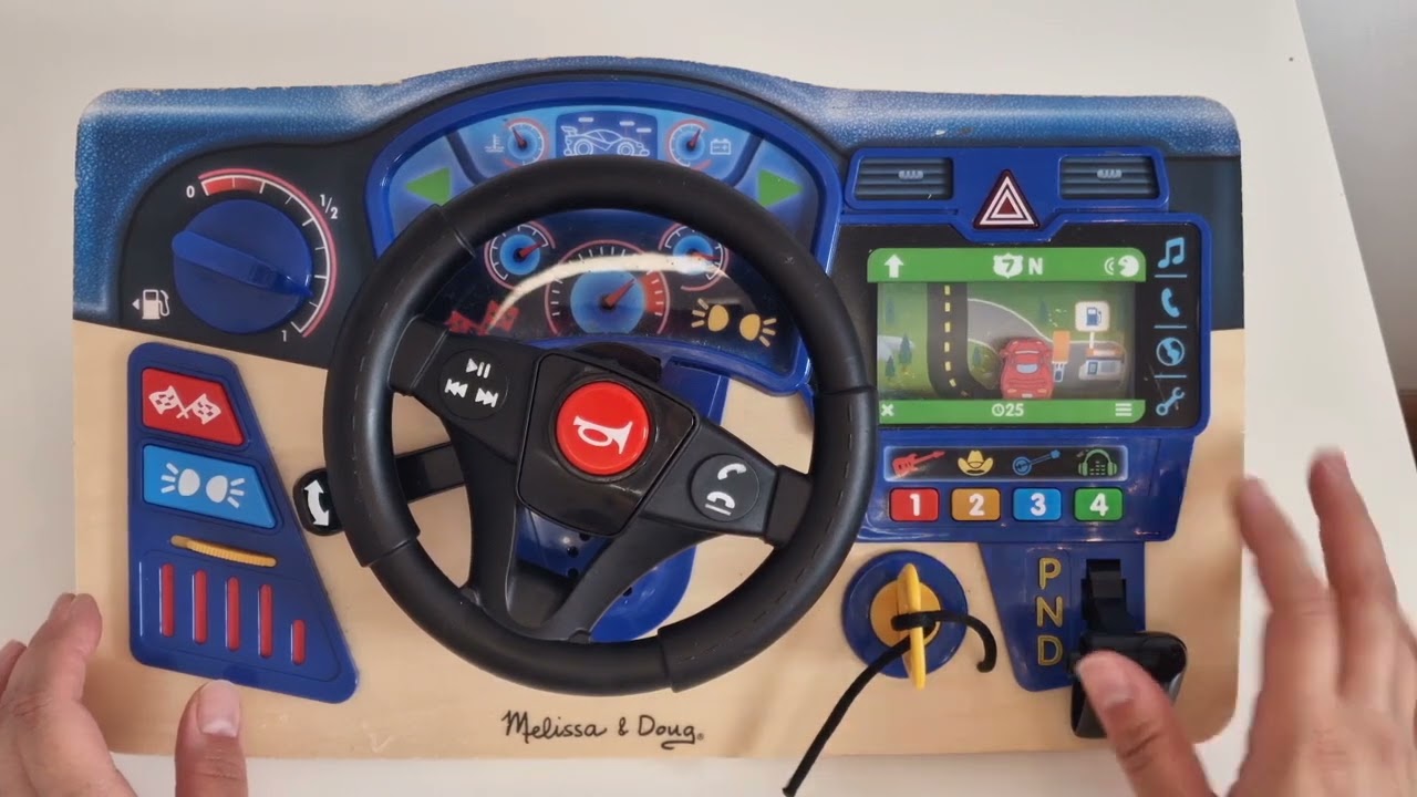 Melissa & Doug Vroom & Zoom: Wooden Steering Wheel Dashboard Toy for Kids | Pretend Play Fun!