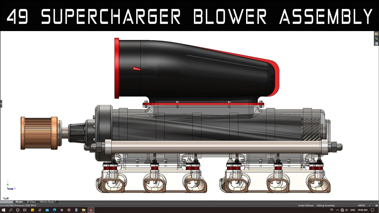 V12 ENGINE | Part 49 | SUPERCHARGER BLOWER ASSEMBLY | Solidworks Tutorial | 1080p 🚗😎