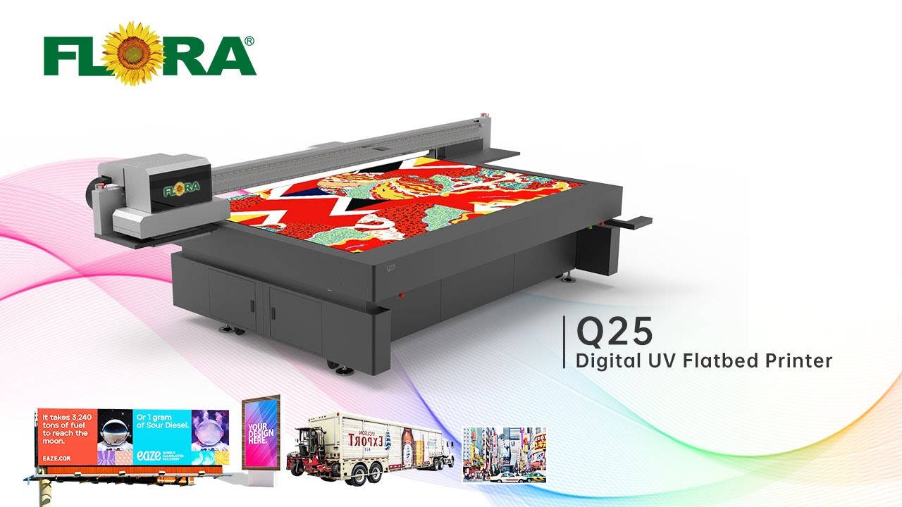 FLORA Q25 Digital UV Flatbed Printer (Hi-Speed Hi-res)  Overview | Epson Printhead | All Materials