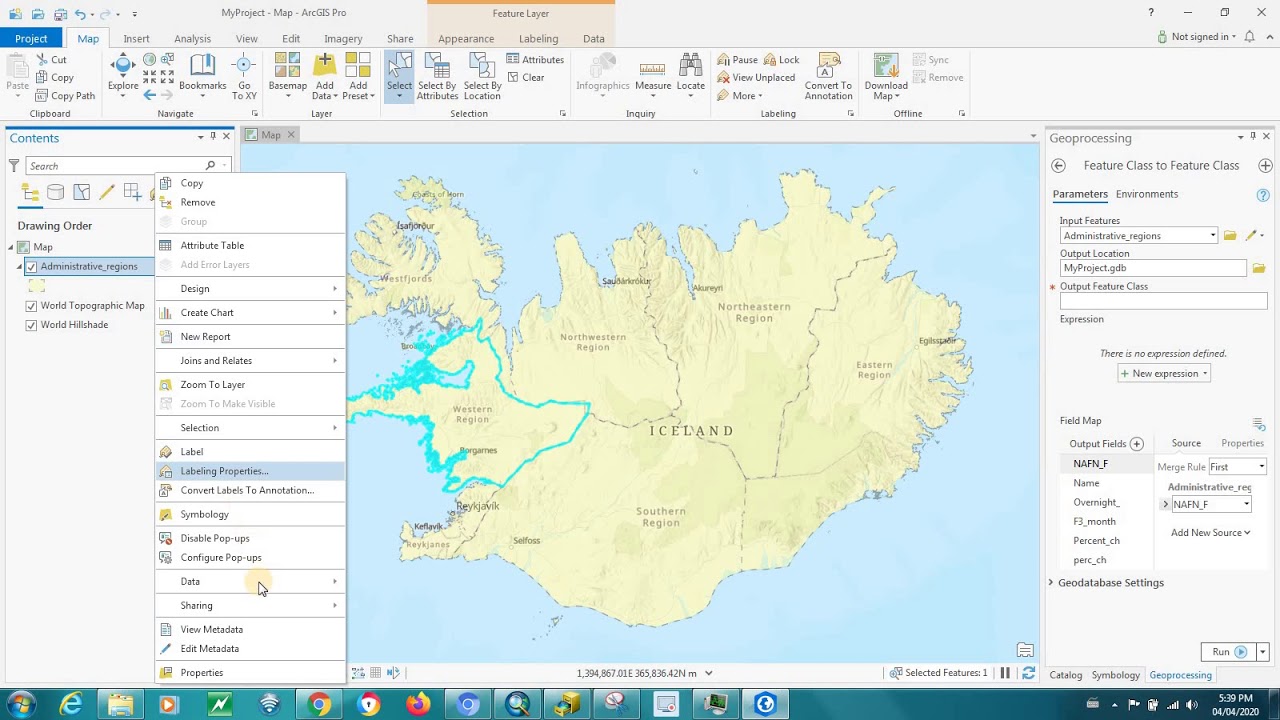 Export a shapefile using ArcGIS Pro (ESRI)