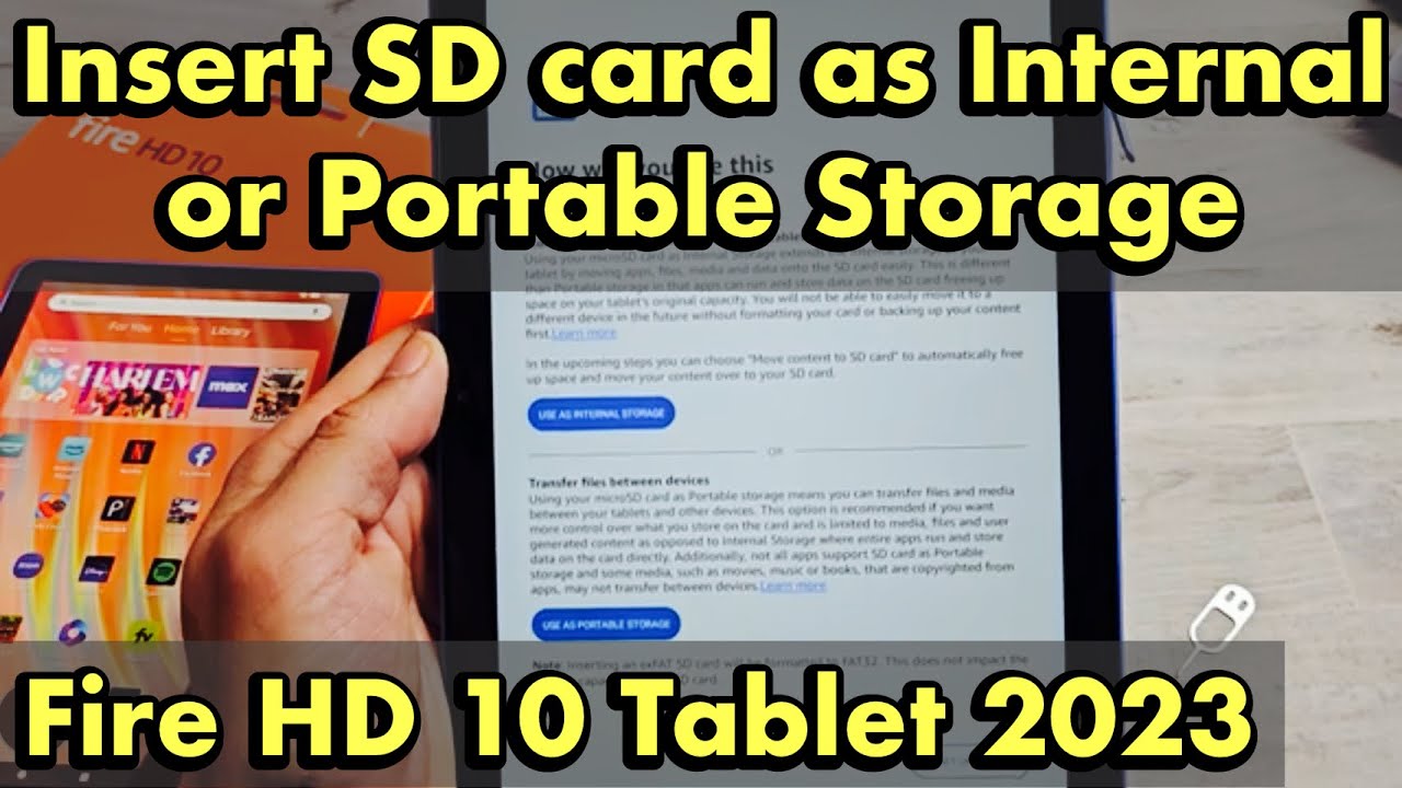 Планшет Amazon Fire HD 10 2023: вставьте SD-карту в качестве внутреннего или портативного накопителя