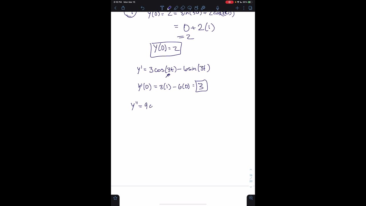Verify that the exponentially damped sinusoid y(t)=e^-3 t sin(&radic;(3) t) is a solution to equa&hellip;