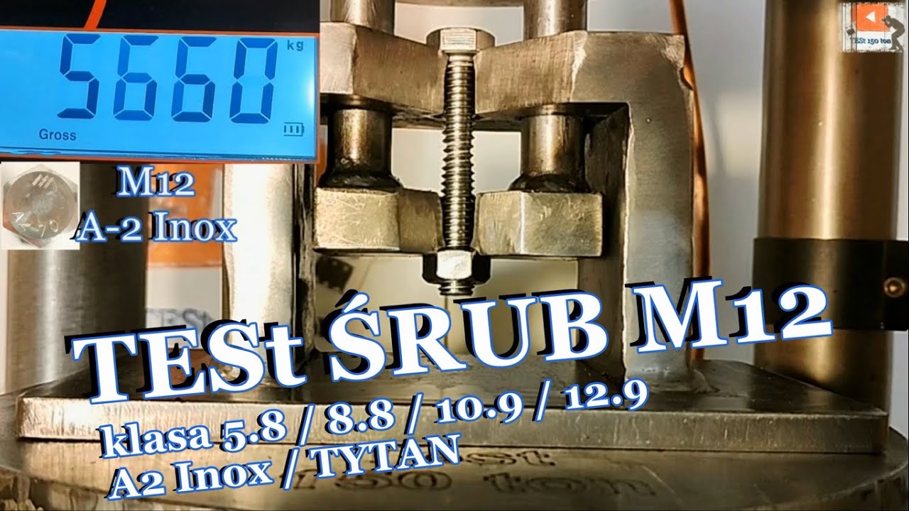 Śruba M12 klasa 5.8 / 8.8 / 10.9 / 12.9 / A-2 inox / śruba TYTANOWA grade 5 Jak mocne są śruby M12 ❓