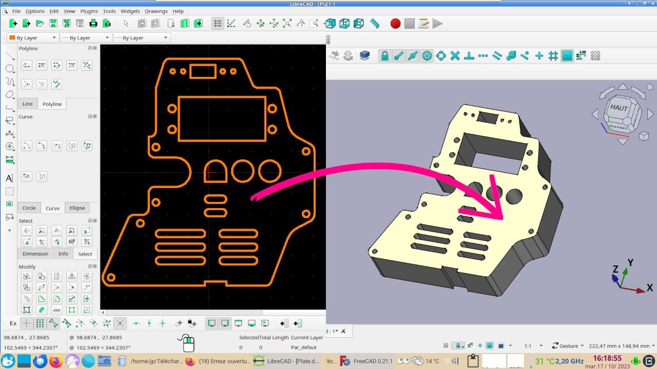 FreeCAD 0.21 : Importer et extraire les formes 2D d'un fichier DXF