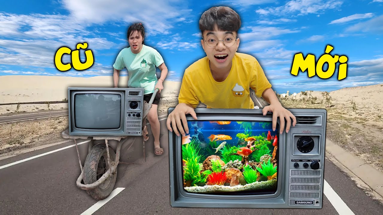 THẮNG TÊ TÊ HẰNG NGA LÀM BỂ NUÔI CÁ 7 MÀU TỪ CHIẾC TV ĐỜI CỔ