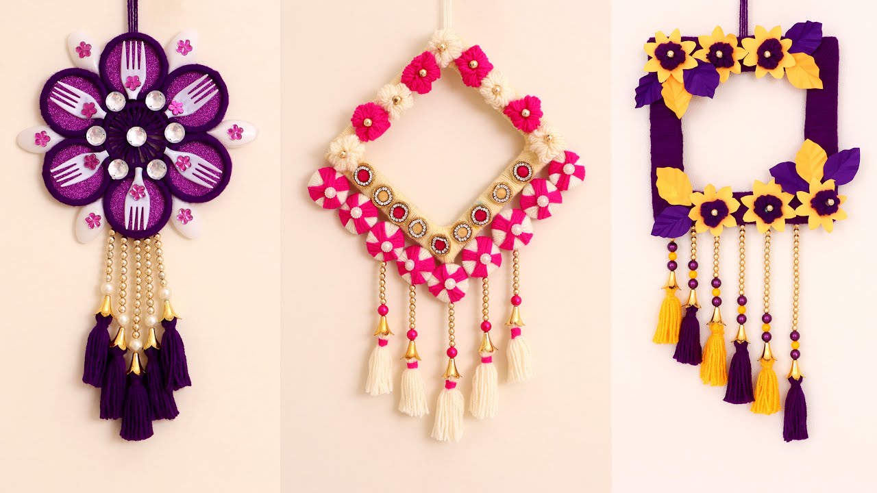 Easy & Beautiful Woollen Wall Hanging with Old Bangles and Wool !!! DIY Craft