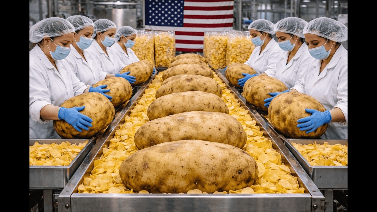 Industrial Mastery: Inside a potato snack processing plant.(Full Process)