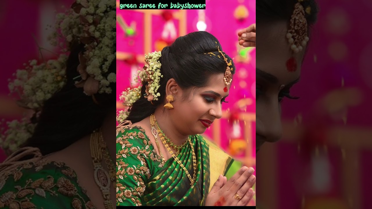 #babyshower#green saree