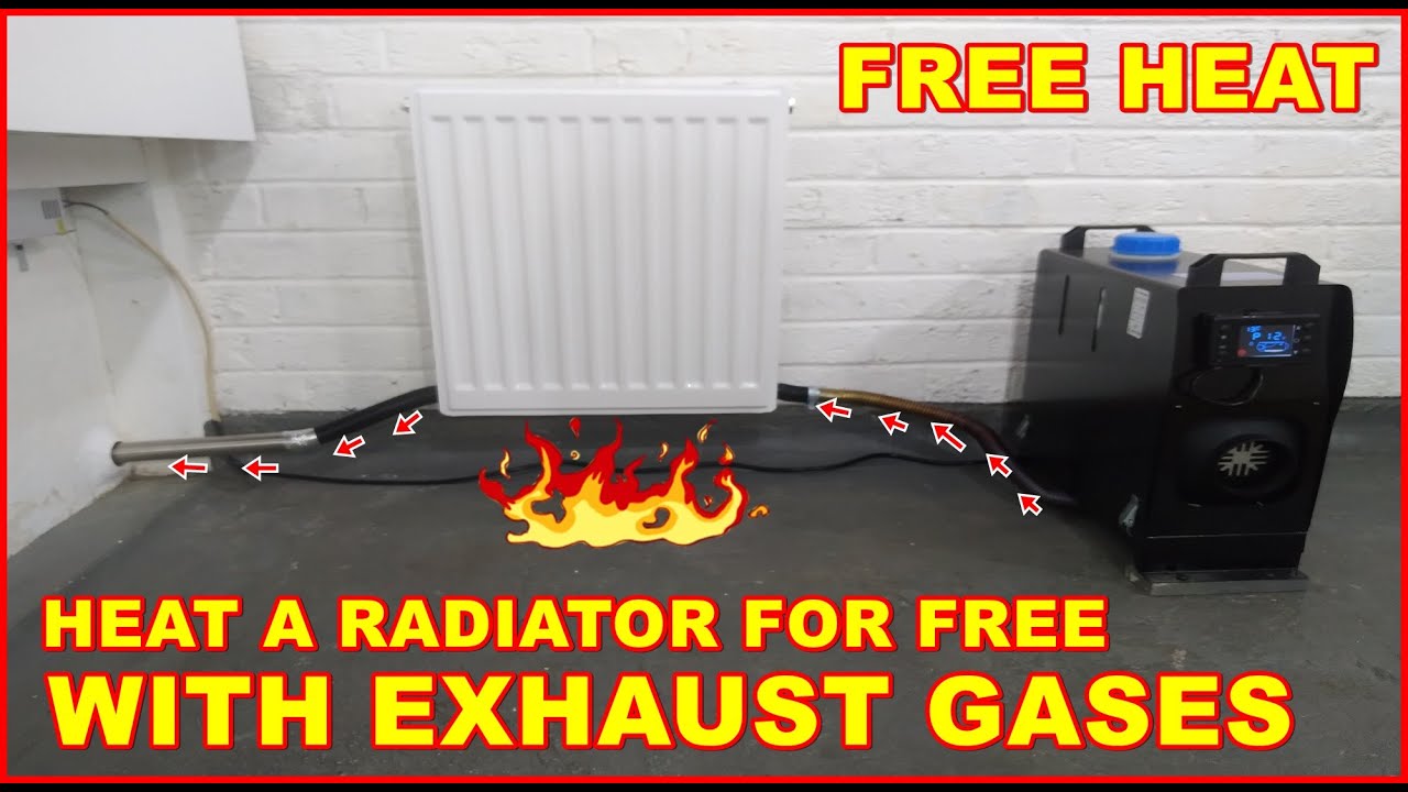 Бесплатное тепло из отработанных выхлопных газов. Радиатор отопления. Домашний дизельный обогрева...