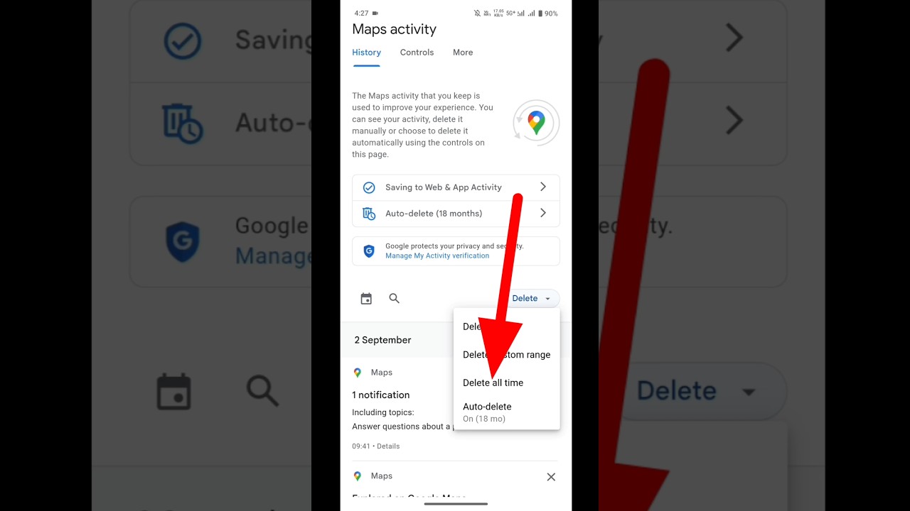 How to delete google maps history #shorts #googlemaps