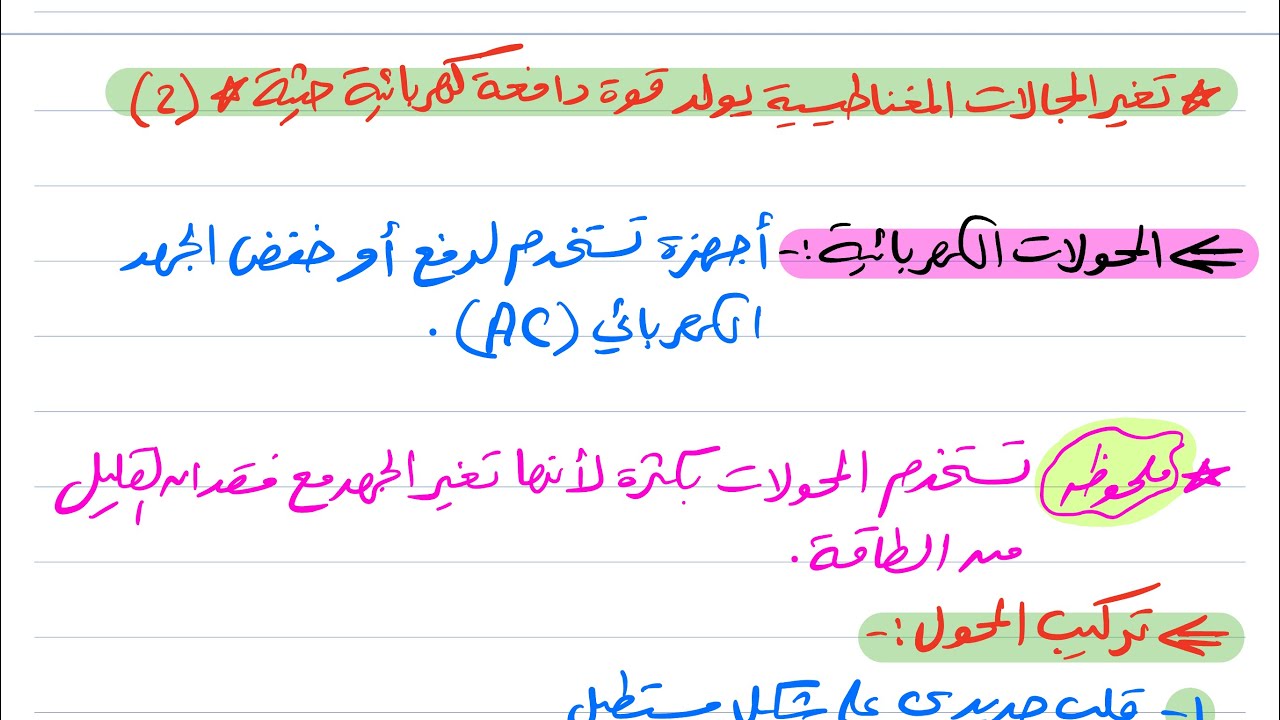 تغير المجالات المغناطيسية يولد قوة دافعة كهربائية حثية (٢) فيزياء ثالث ثانوي 1445