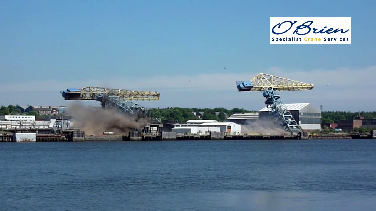 Explosive Demolition of Hammerhead Dockside Cranes - Swan Hunters Shipyard, UK