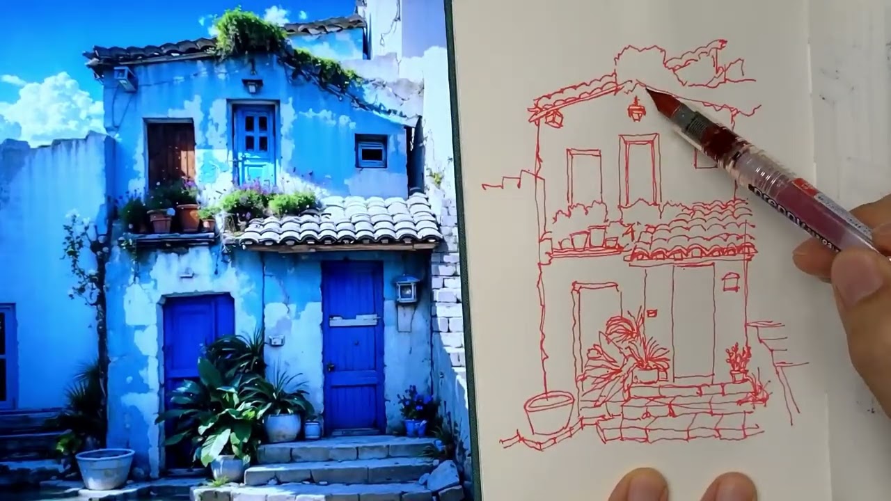 1일 1드로잉, 47. 유럽, 이쁜집 #art #그림 #드로잉 #sketch #drawing