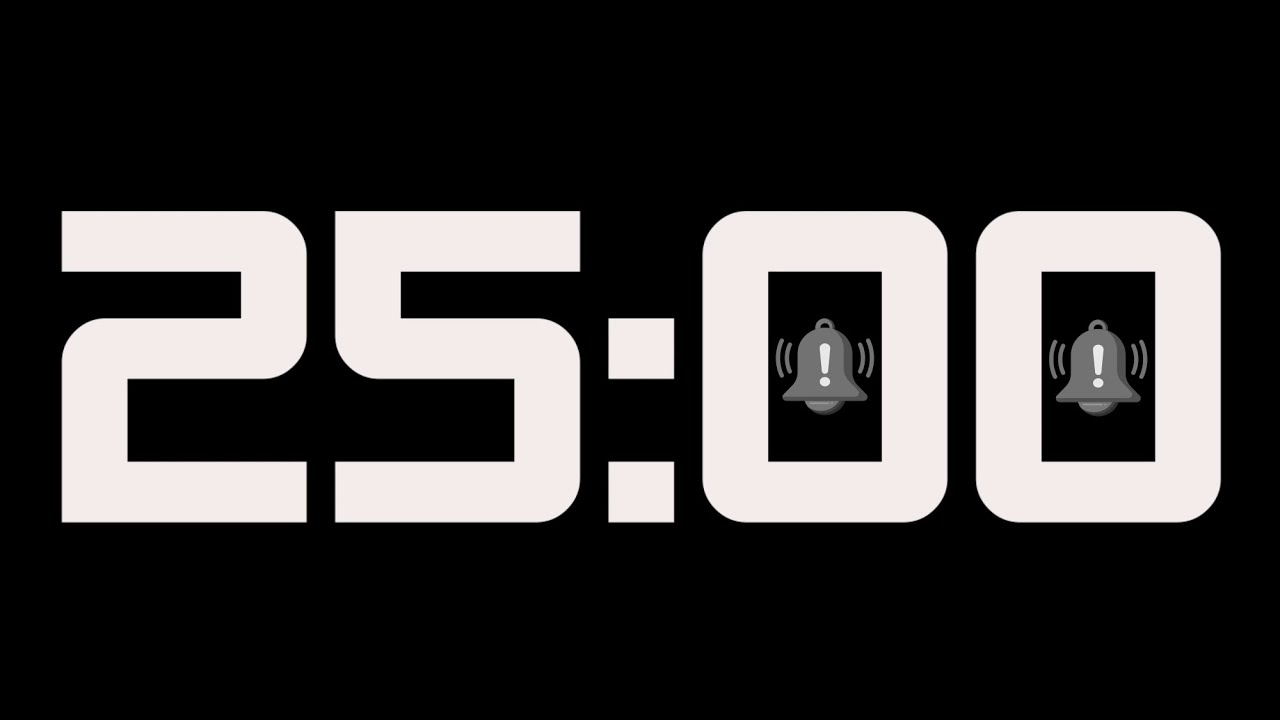 25 minute countdown alarm timer online (Black Screen)