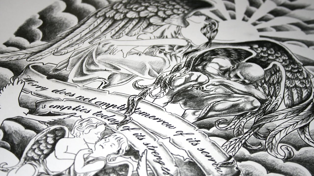 Family Of Angels Tattoo Design - Speed Drawing