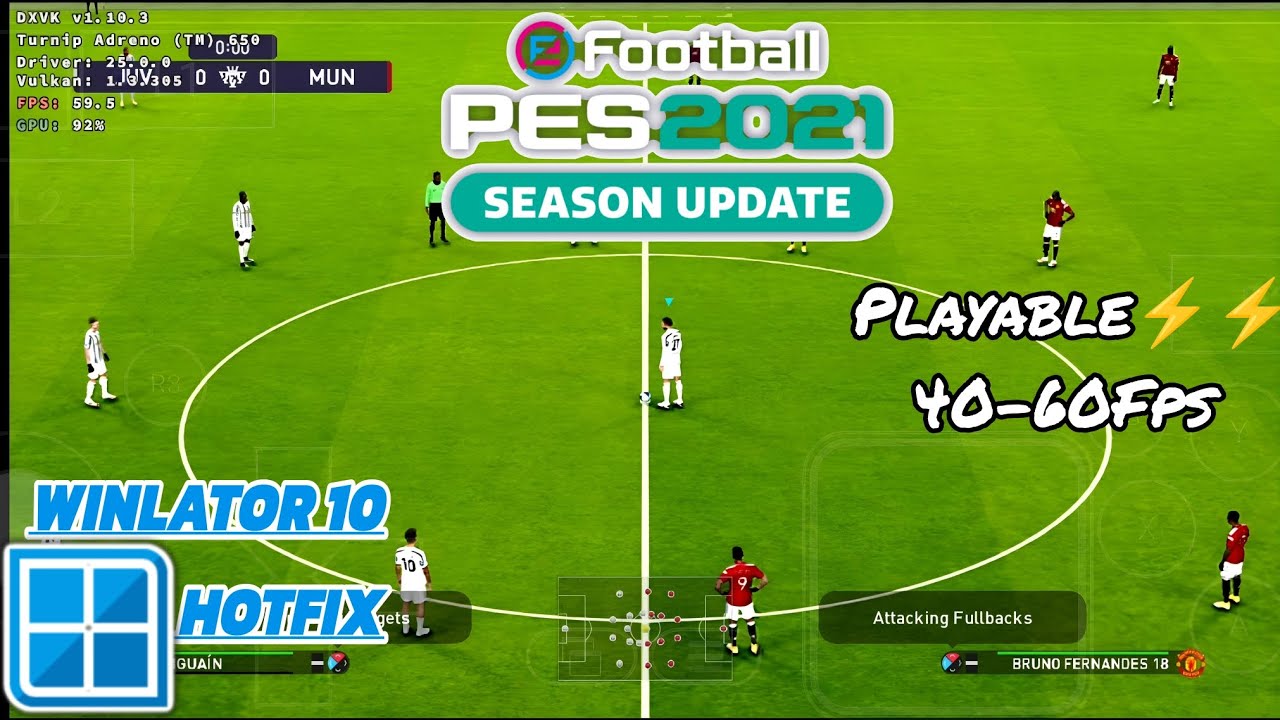 Efootball PES 2021 ⚽ Winlator 10 Hotfix Amod-1 🔷 Poco F4 Snapdragon 870+Setting