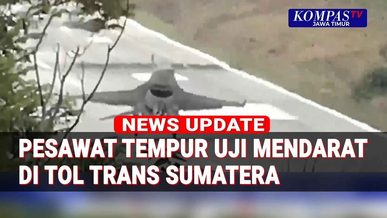 Detik-Detik Pesawat Tempur Uji Coba Mendarat di Tol Trans Sumatera
