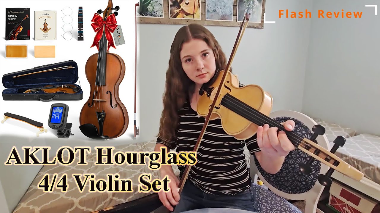 AKLOT Hourglass 4/4 Violin Set | Ergonomic Acoustic Beginner Violin – Full Accessory Kit