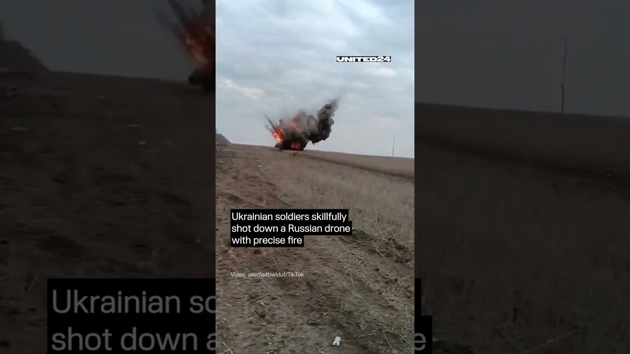 Ukrainian Soldier Skillfully Shot Down Russian Drone #warinukraine #drone