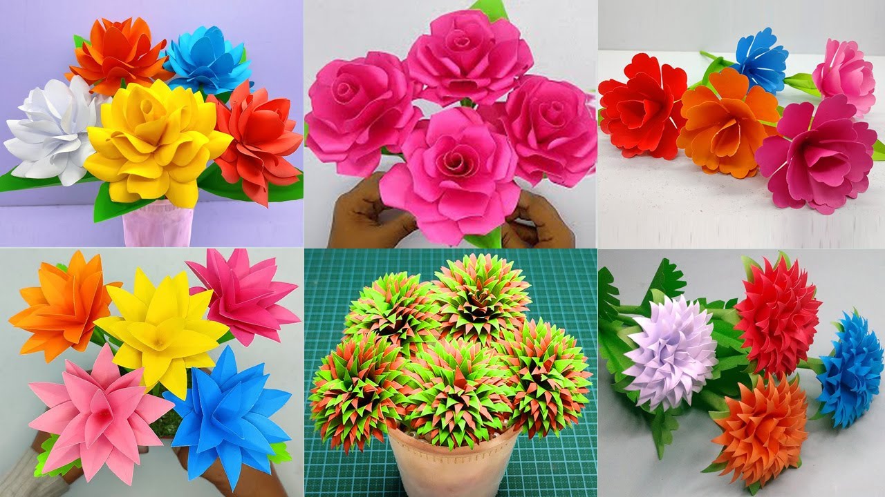 Best 6 Beautiful Paper Flower Making | Home Decoration Ideas | DIY Easy Flowers