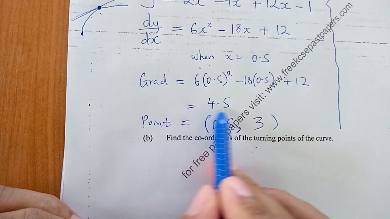KCSE 2015 - CALCULUS - 10 MARKS - DIFFERENTIATION