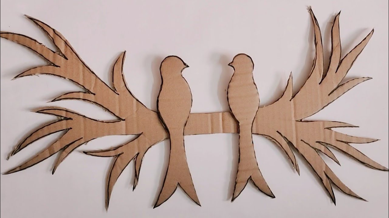 Cardboard Wall Hanging | Love birds wall decoration Wall art Craft | Home decor idea | Wall mate