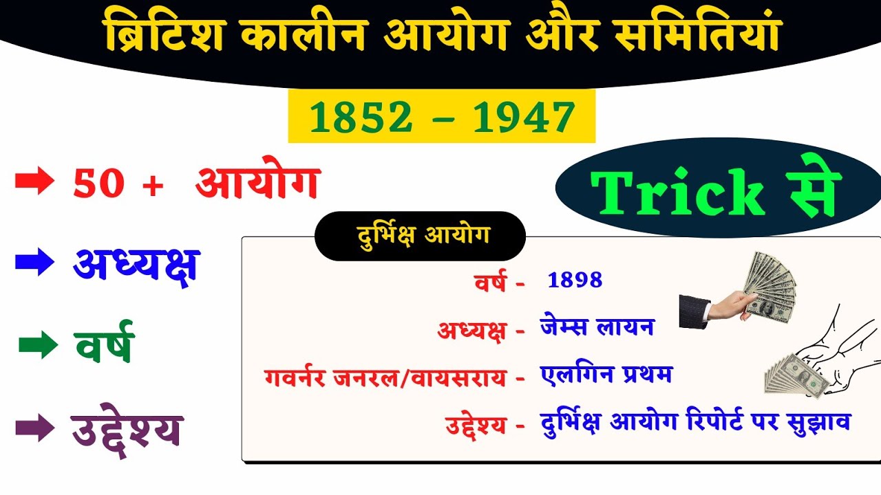 ब्रिटिश कालीन आयोग और समितियां Trick से // आयोग इतिहास // british aayog