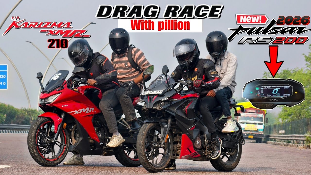 2026 Pulsar RS200 VS Karizma XMR 210.|| Drag Race with pillion.🔥|| Top end Battle ☠️. 