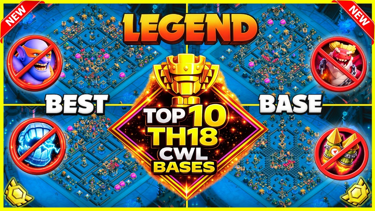 TOP 10 BEST TH18 CWL BASES 🏆 Anti Meta | Th18 Legend League Bases | Th18 war Bases | Anti 3star Th18