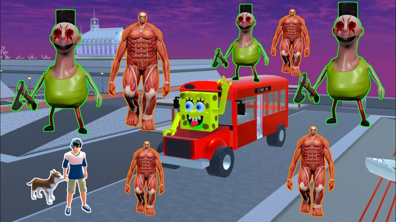 CCTV recorded Hamood Habibi, Spongebob bus eater, and Tung Tung Sahur attacking Sakura City 😱😱😱