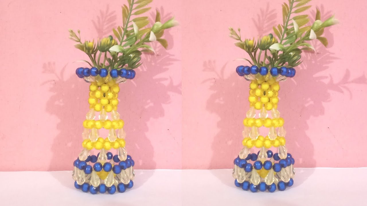 পুতির ফুলদানি/Beaded flower vase/পুতি দিয়ে ফুলদানি বানানো/flower vase/পুতির কাজ/পুতির ছোটটব বানানো 