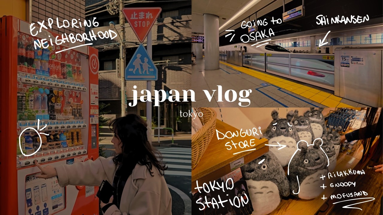 japan travel vlog | tokyo station shopping: donguri, snoopy & mofusand store, shinkansen to osaka