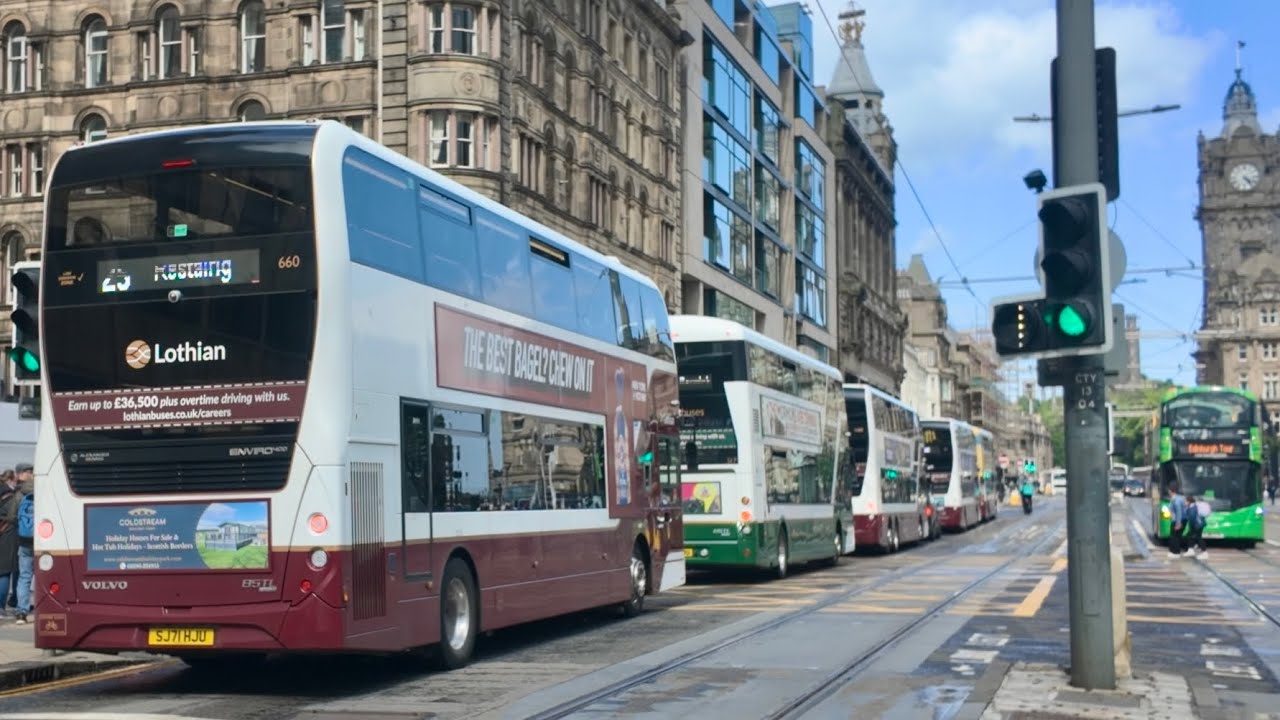 Lothian Buses on Princess Street Edinburgh