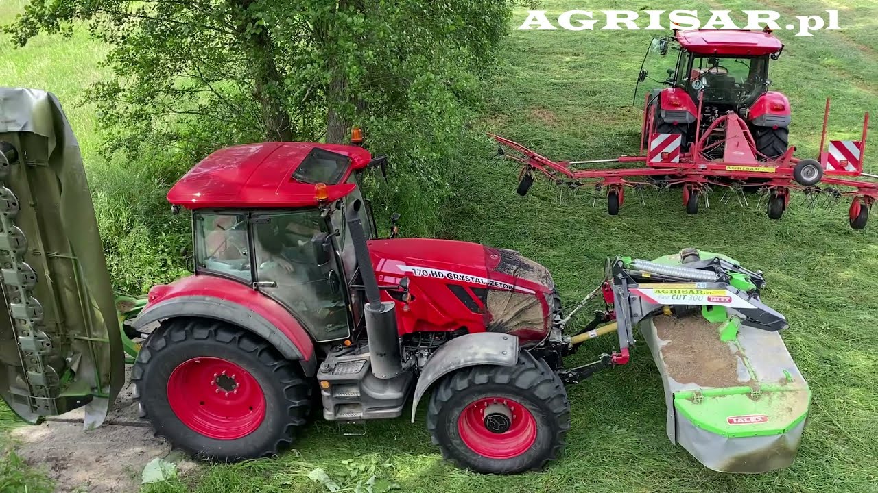 Akcja sianokosy 2021, ZETORY na łące, TALEX, URSUS, MASSEY FERGUSON, McHale V660, POTTINGER, KUHN