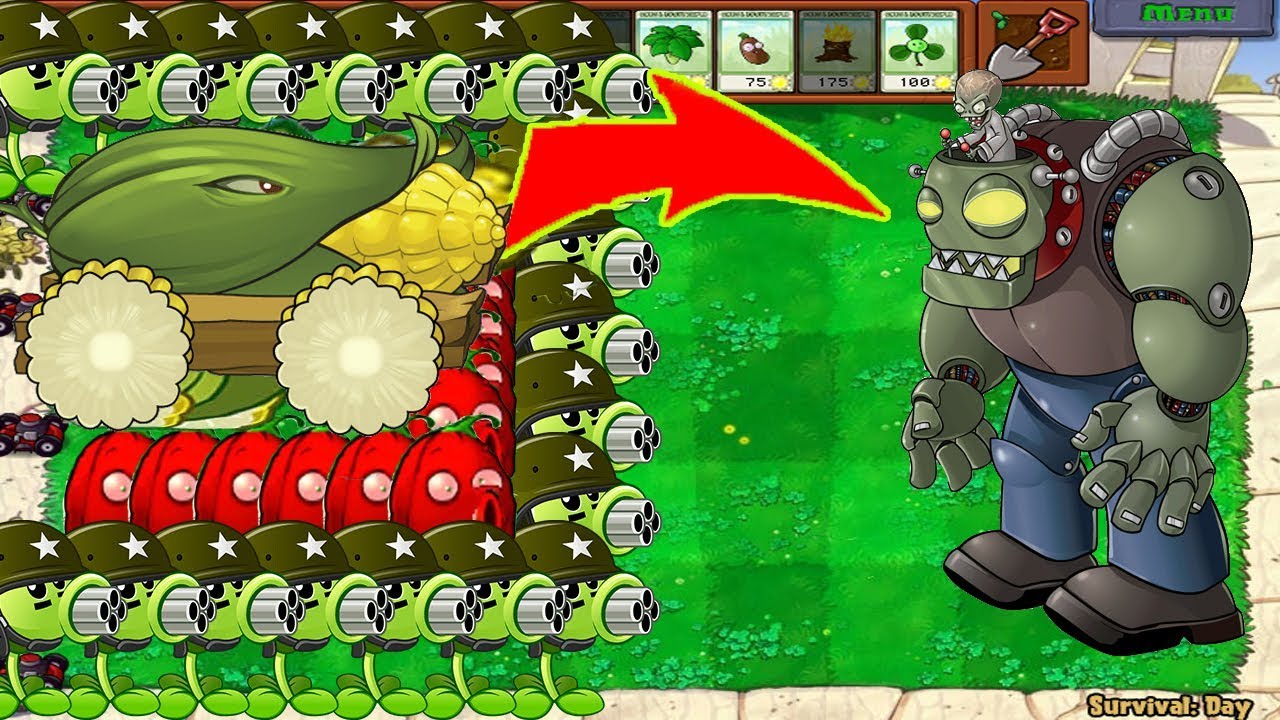 99 Gatling Pea Cob Cannon vs 999 Gargantuar - Plants vs Zombie Battlez